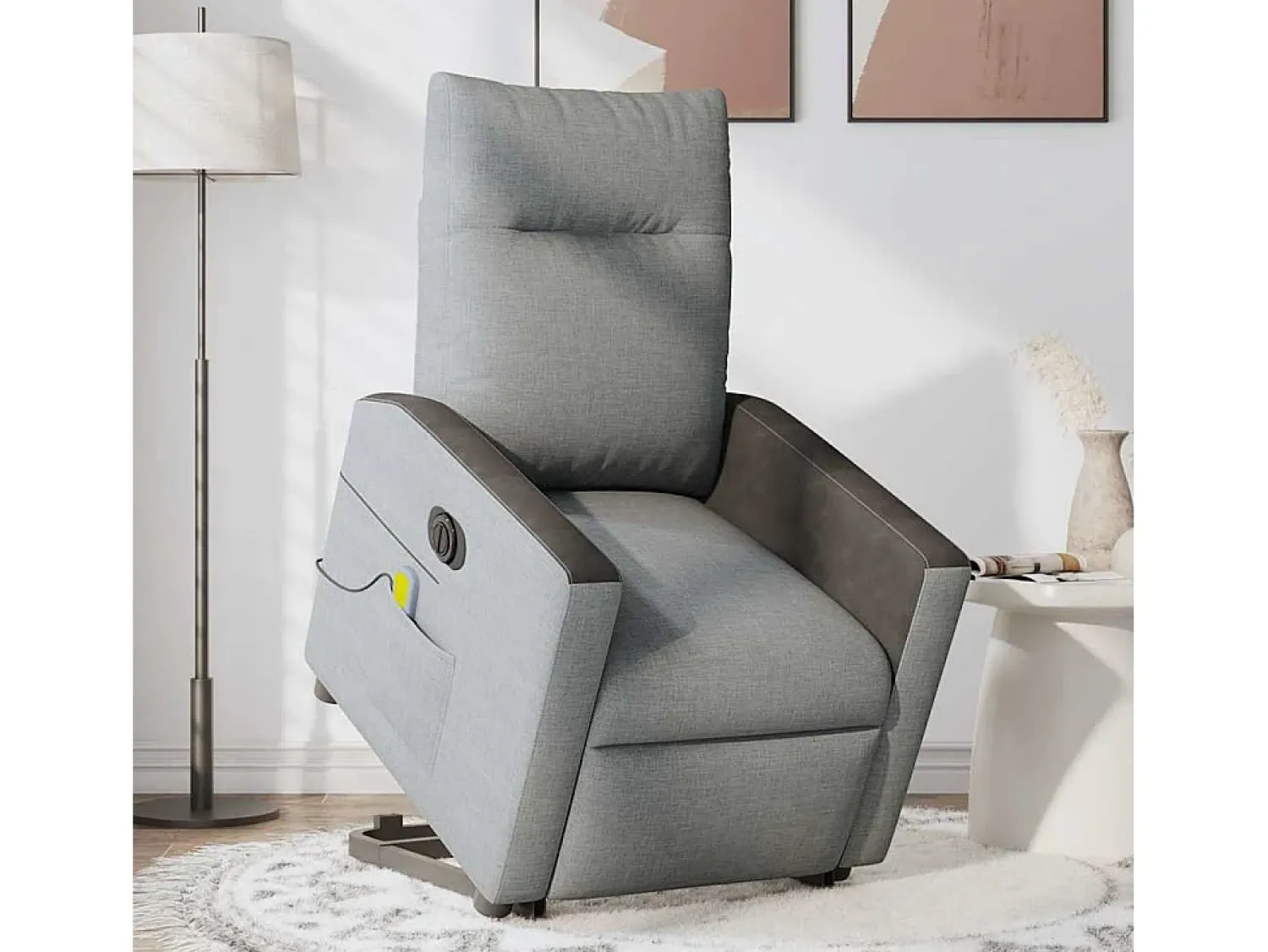 Poltrona elétrica reclinável massagens tecido -claro SHL878594^ Poltrona
