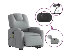 Poltrona elétrica reclinável massagens tecido -claro SHL592498^ Poltrona