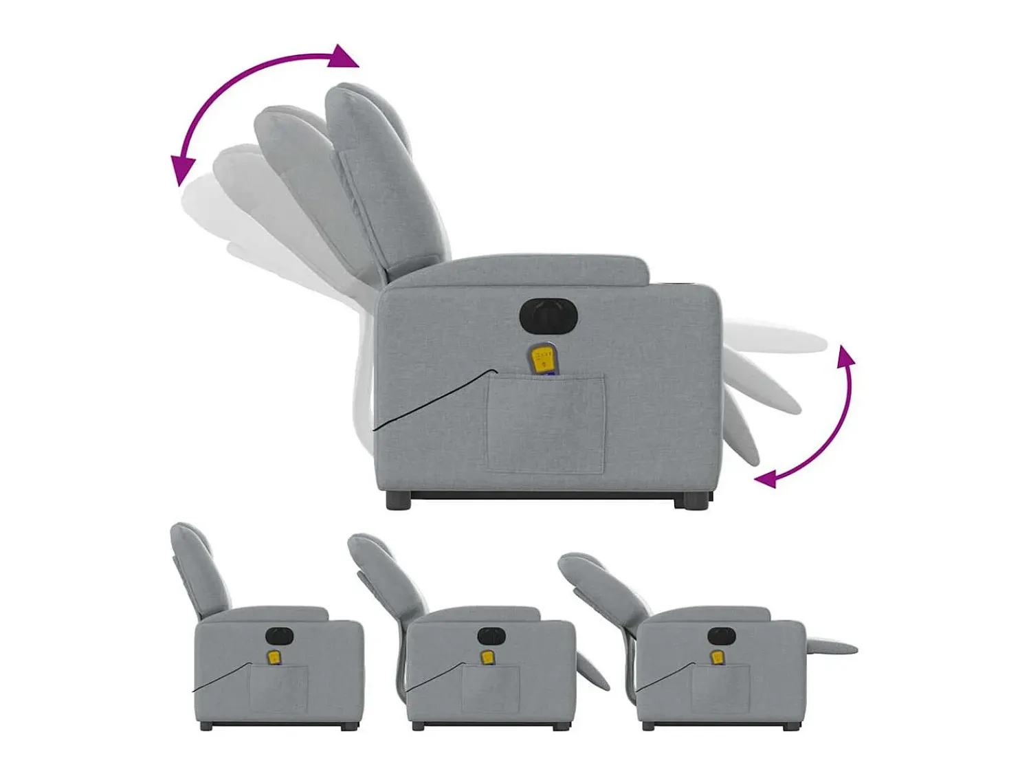 Poltrona elétrica reclinável massagens tecido -claro SHL592498^ Poltrona