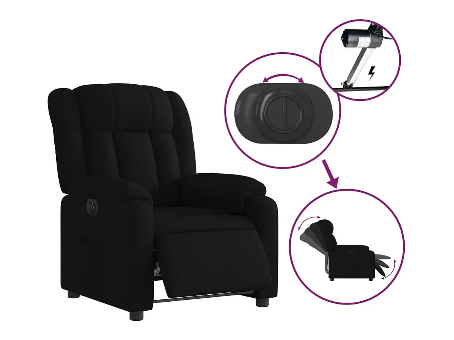 Poltrona* Poltrona elétrica reclinável tecido SHL40700 Preto