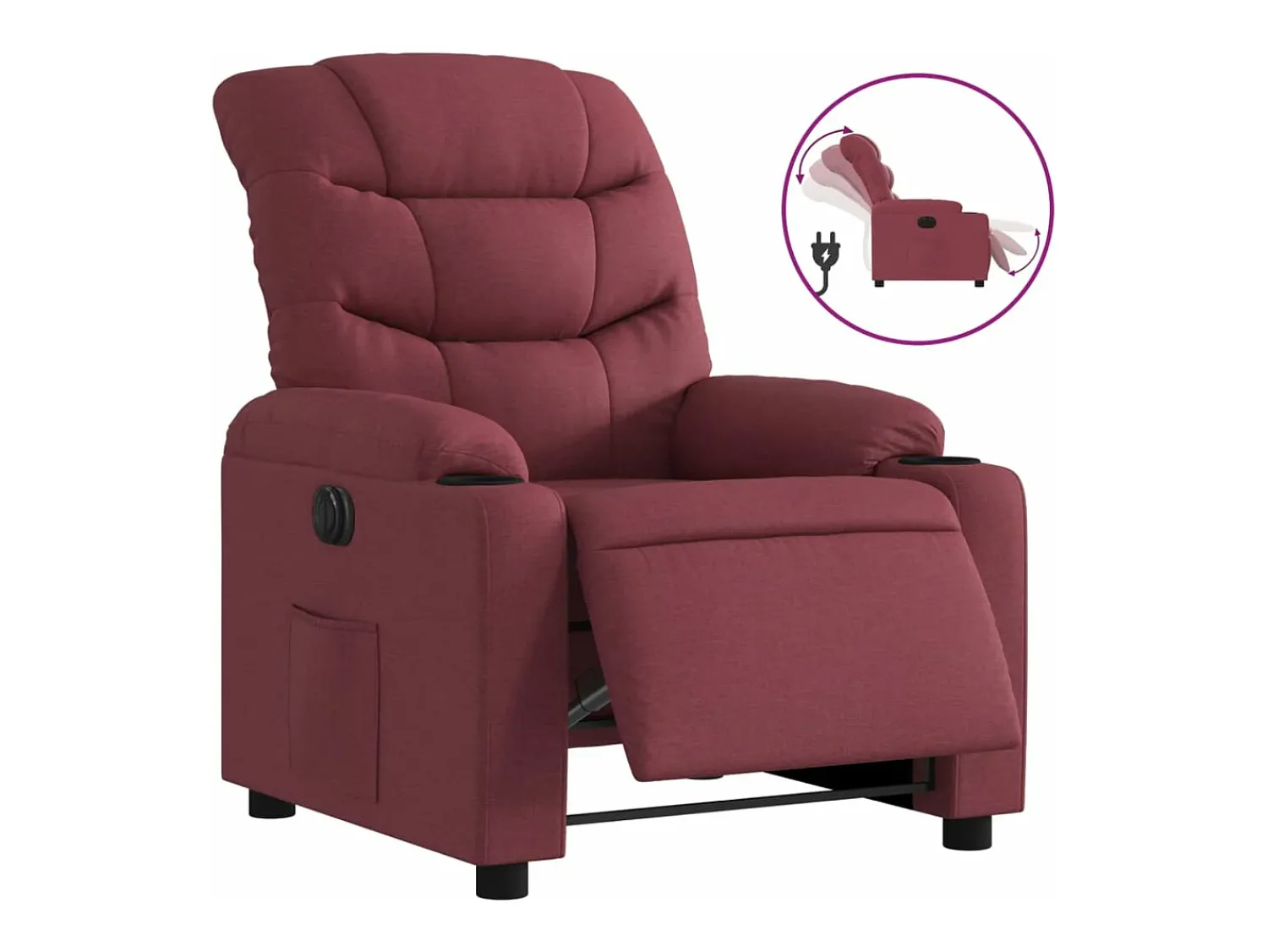 Online vidaxl Poltrona elétrica reclinável tecido tinto Vermelho
