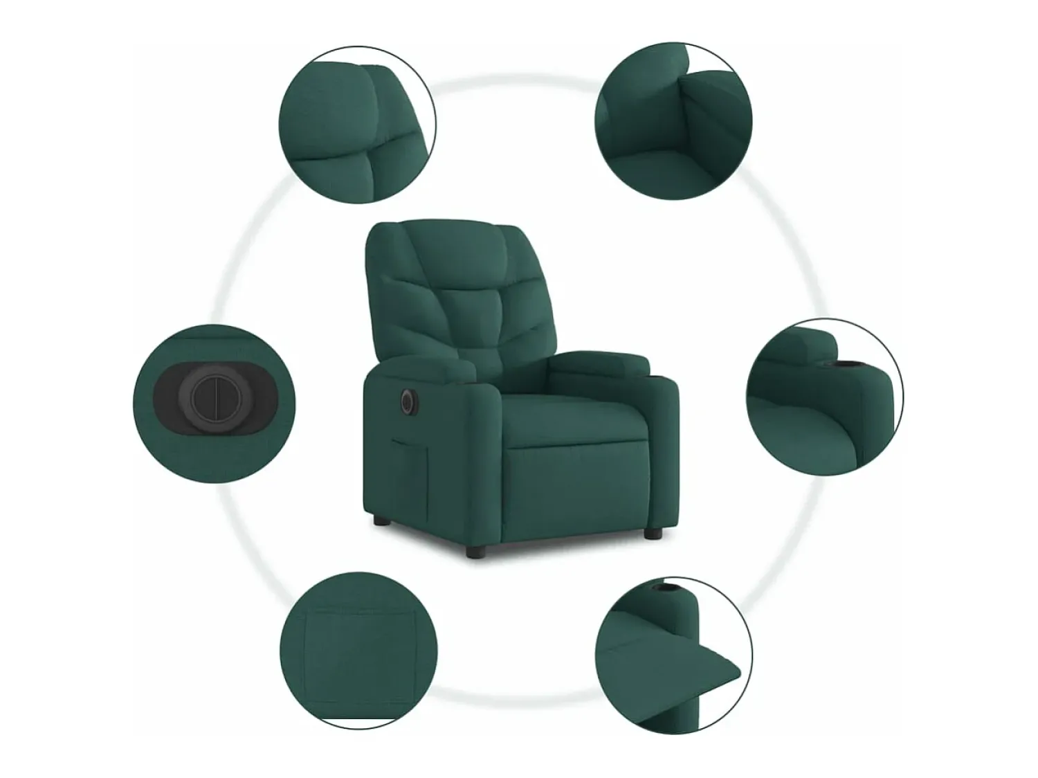 Poltrona*vidaxl Poltrona elétrica reclinável tecido -escuro Verde