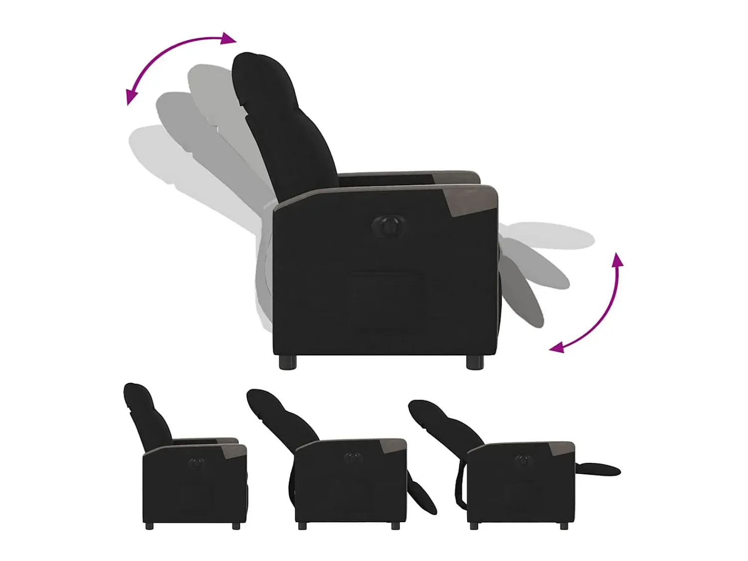 Poltrona* Poltrona elétrica reclinável tecido SHL743891 Preto