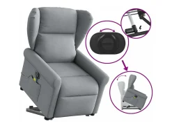 Poltrona elétrica reclinável massagens tecido -claro SHL790608^ Poltrona