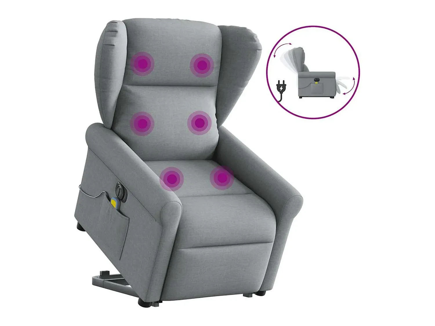 Poltrona elétrica reclinável massagens tecido -claro SHL790608^ Poltrona