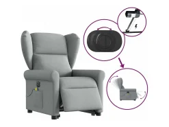 Poltrona elétrica reclinável massagens tecido -claro SHL790608^ Poltrona