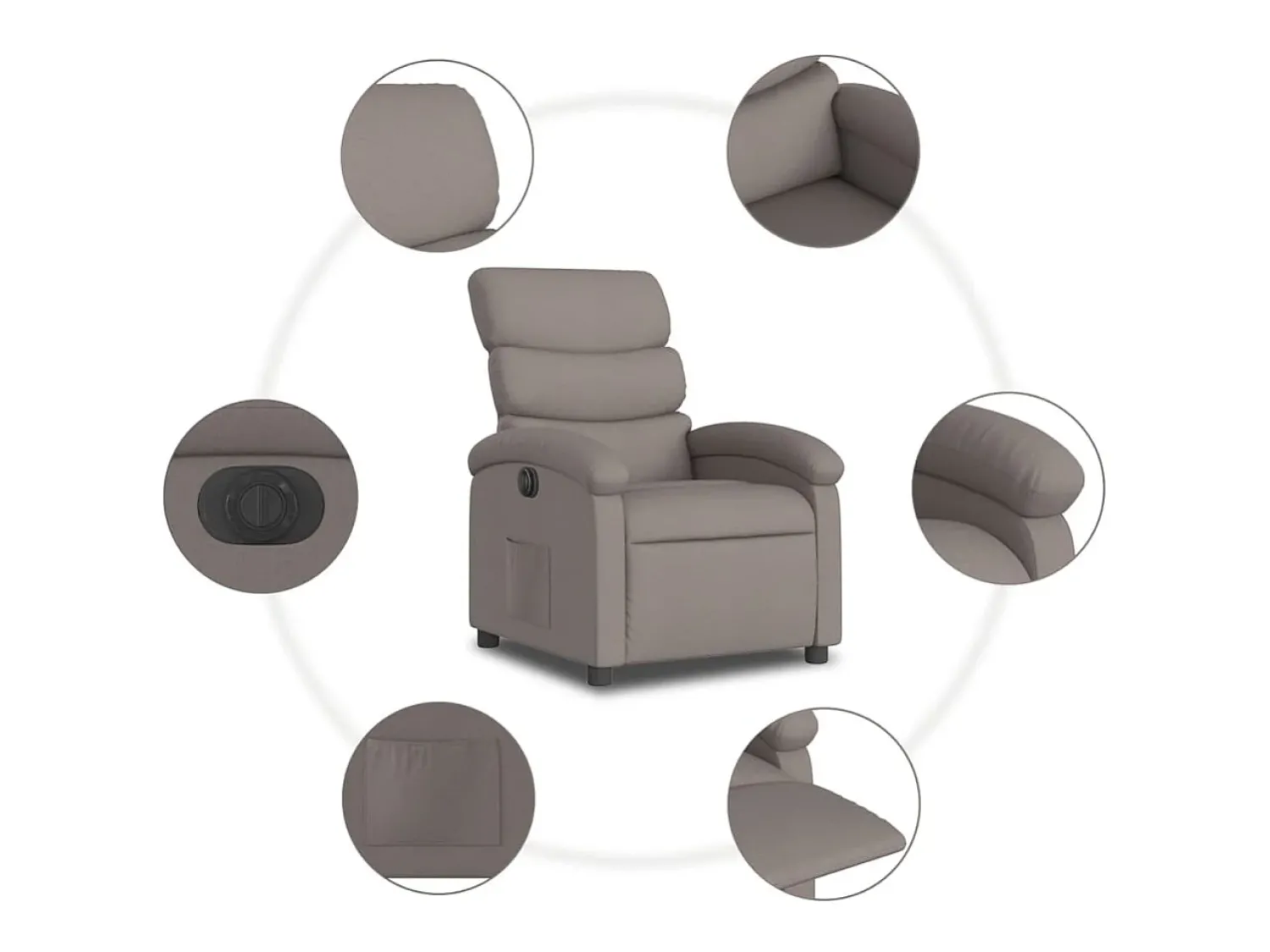 Poltrona| Poltrona elétrica reclinável tecido cinzento-acastanhado SHL373676 Taupe