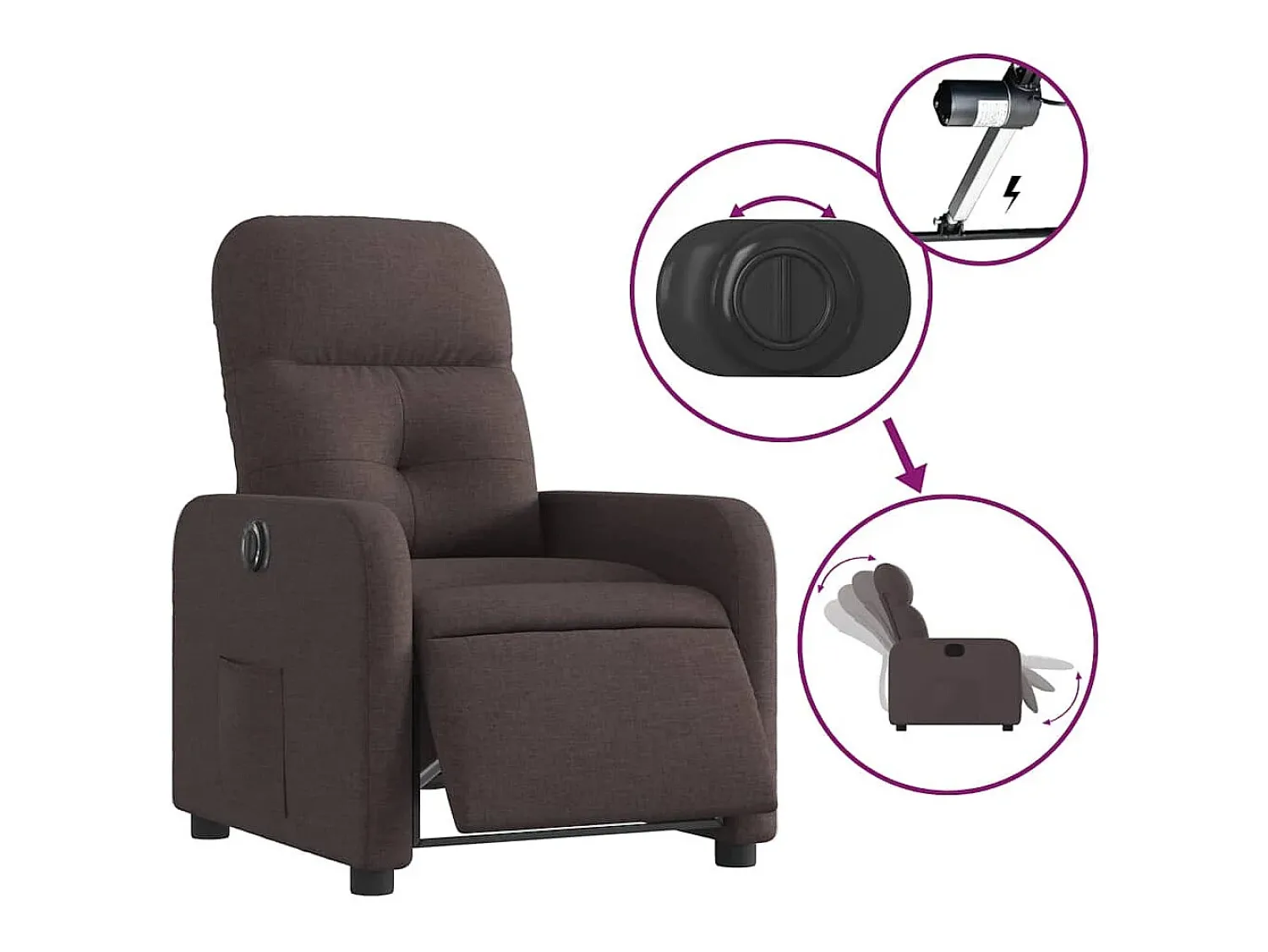 Poltrona* Poltrona elétrica reclinável tecido -escuro SHL836895 Castanho