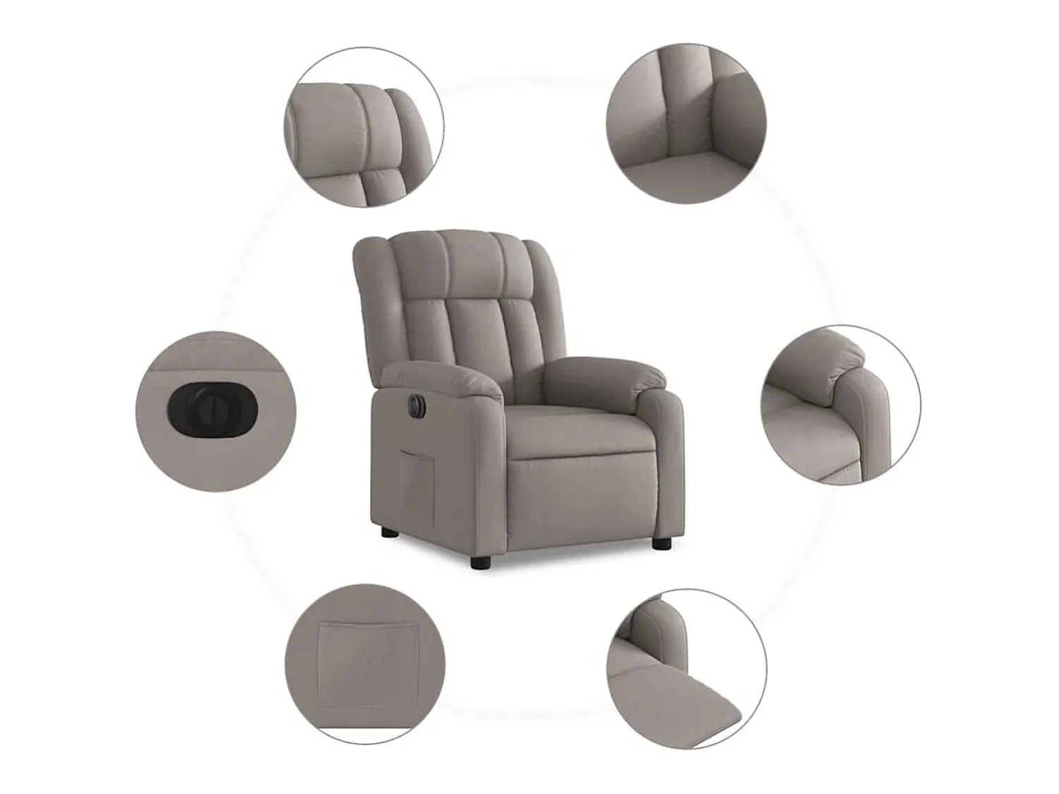 Poltrona* Poltrona elétrica reclinável tecido cinzento-acastanhado SHL219815 Taupe