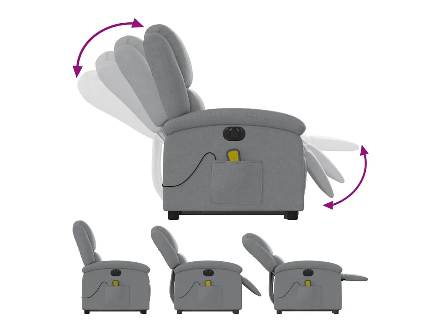 Poltrona* Poltrona elétrica reclinável massagens tecido -claro SHL279381 Cinzento