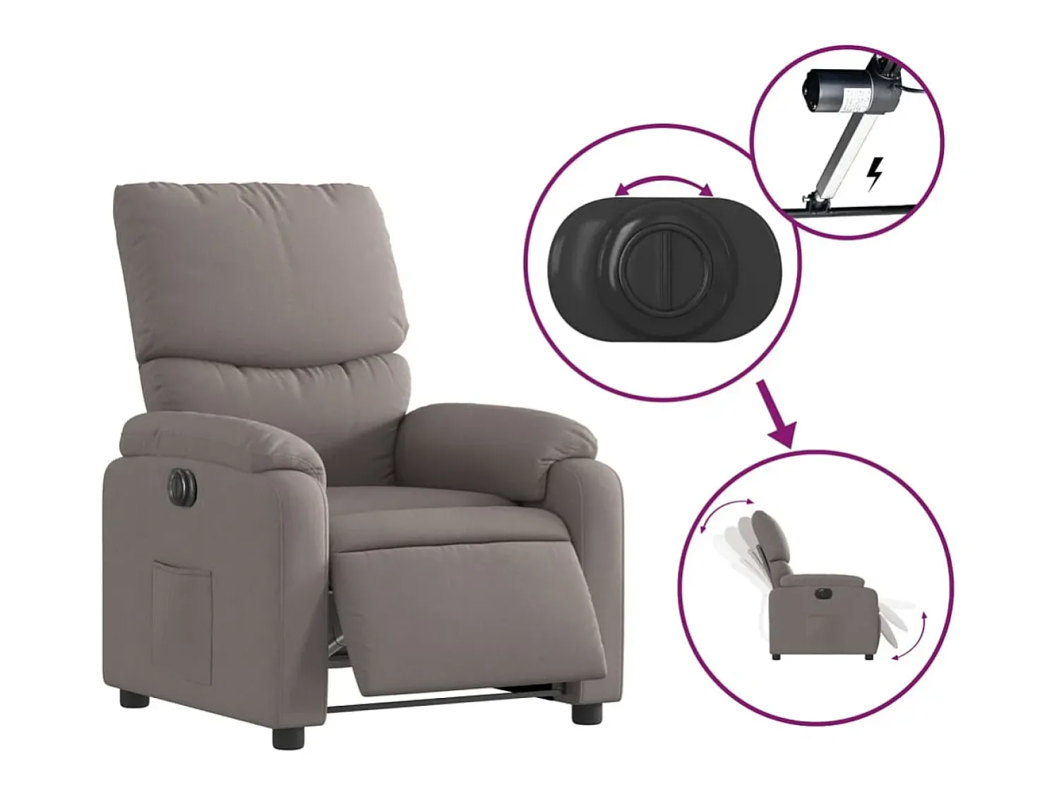 Sale Poltrona elétrica reclinável tecido cinzento-acastanhado SHL81053 Taupe