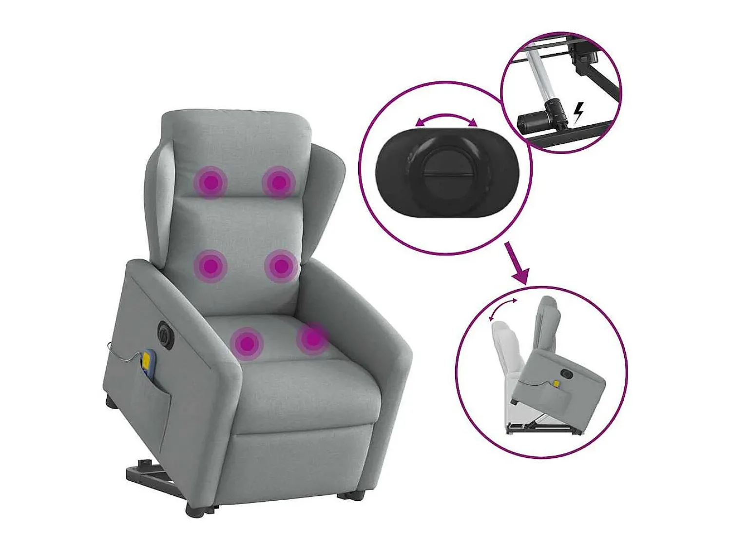 Poltrona* Poltrona elétrica reclinável massagens tecido -claro SHL672015 Cinzento