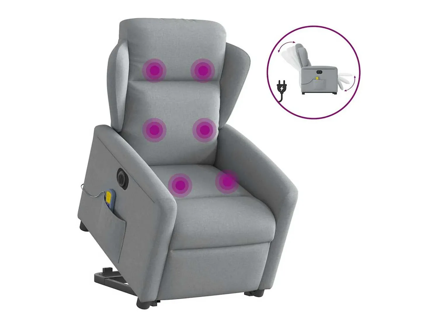 Poltrona* Poltrona elétrica reclinável massagens tecido -claro SHL672015 Cinzento
