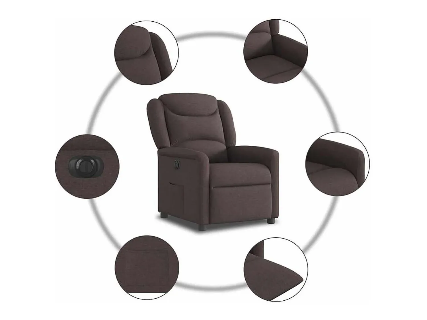 Poltrona| Poltrona elétrica reclinável tecido -escuro SHL516498 Castanho