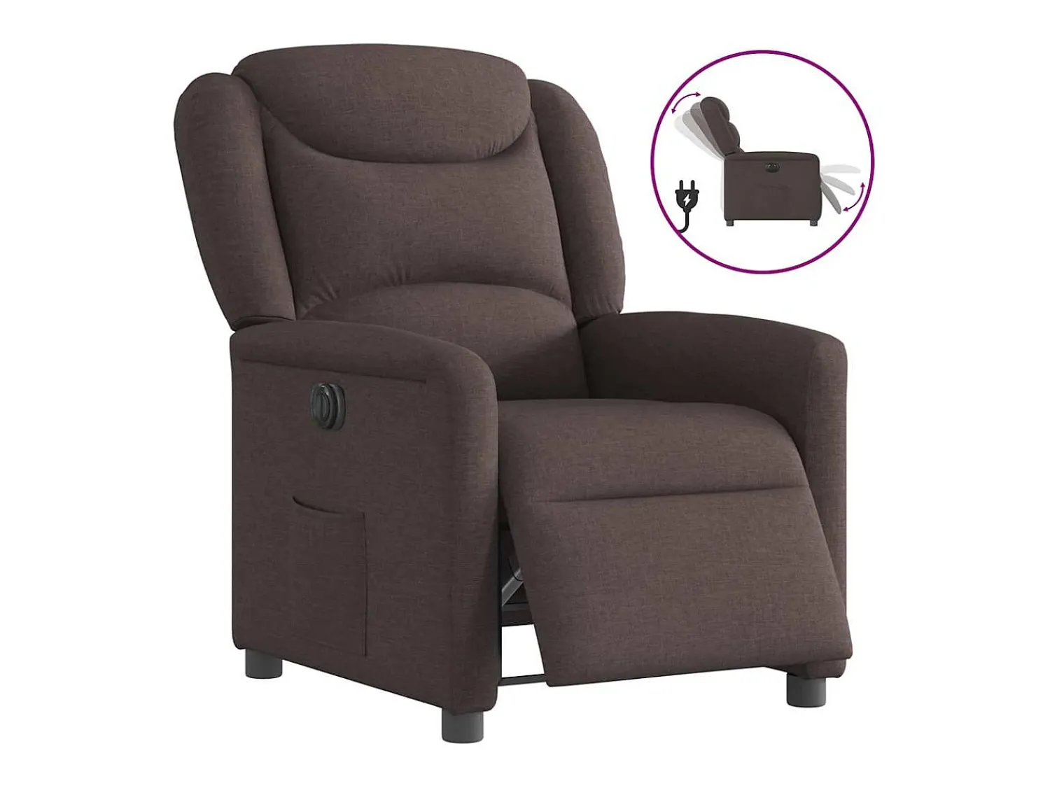 Poltrona| Poltrona elétrica reclinável tecido -escuro SHL516498 Castanho