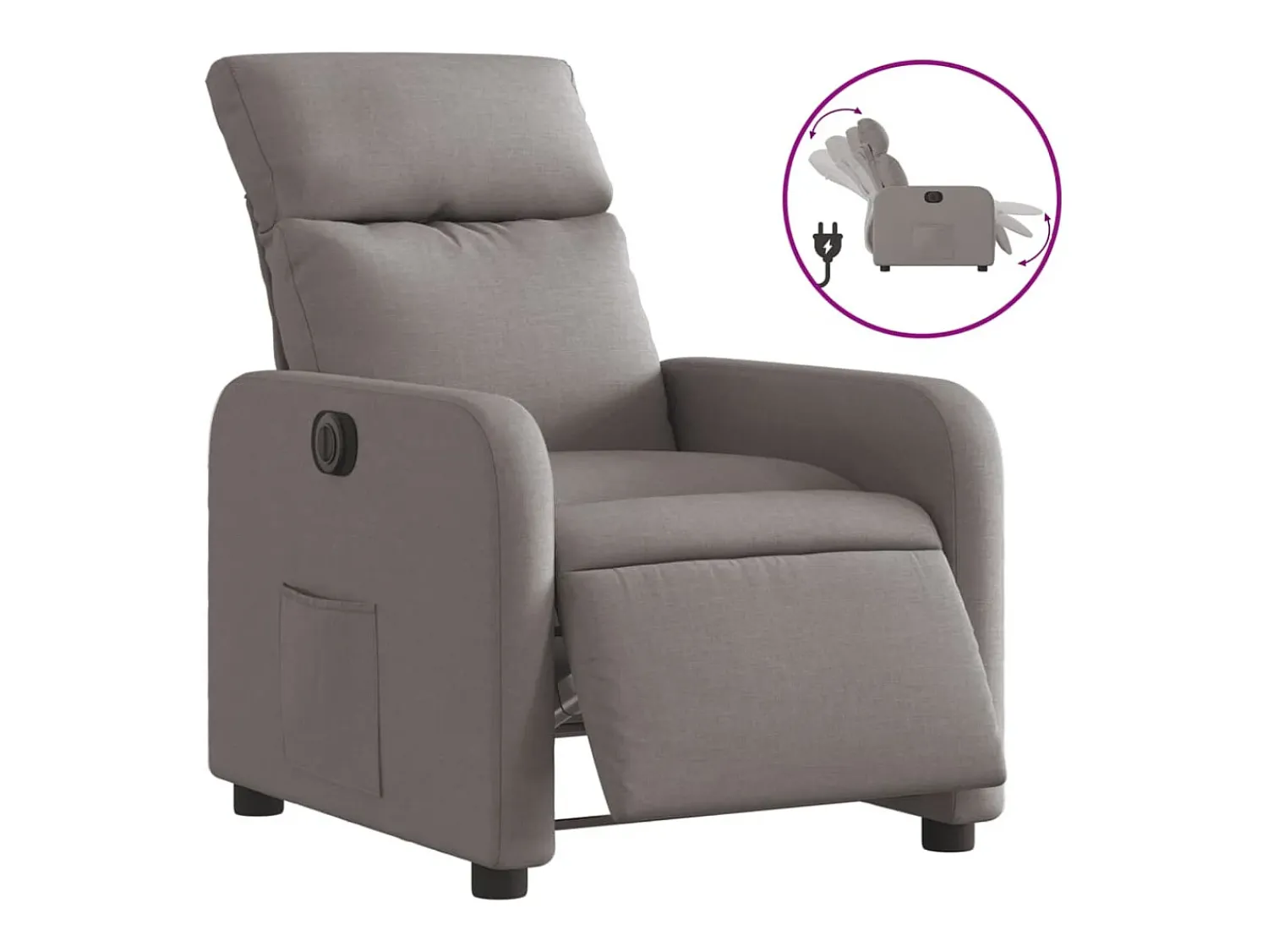 Poltrona| Poltrona elétrica reclinável tecido cinzento-acastanhado PT767673 Taupe