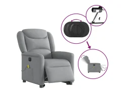 Discount Poltrona elétrica reclinável massagens tecido -claro SHL162548 Cinzento