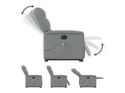 Discount Poltrona elétrica reclinável massagens tecido -claro SHL162548 Cinzento
