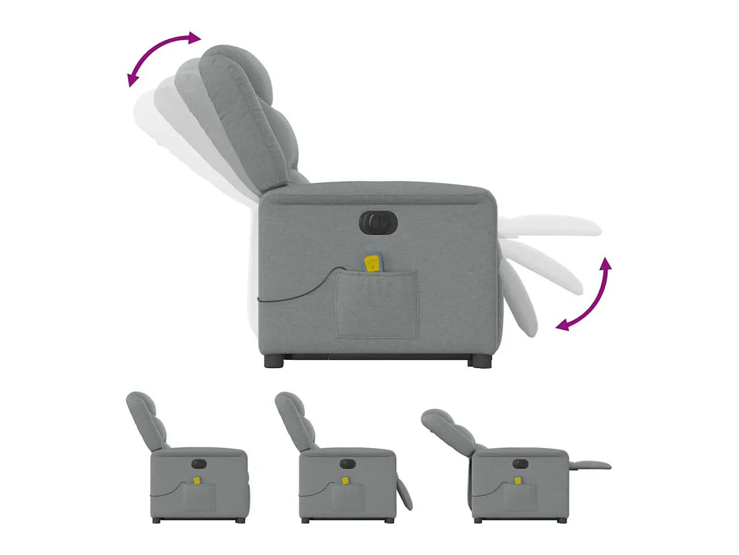 Discount Poltrona elétrica reclinável massagens tecido -claro SHL162548 Cinzento