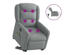 Discount Poltrona elétrica reclinável massagens tecido -claro SHL162548 Cinzento