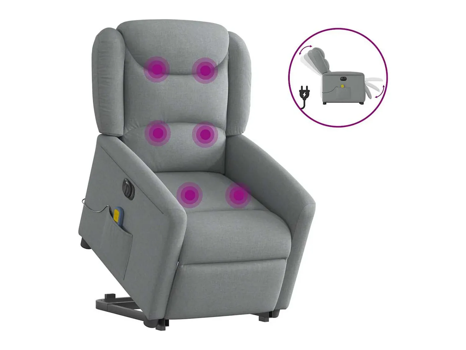 Discount Poltrona elétrica reclinável massagens tecido -claro SHL162548 Cinzento