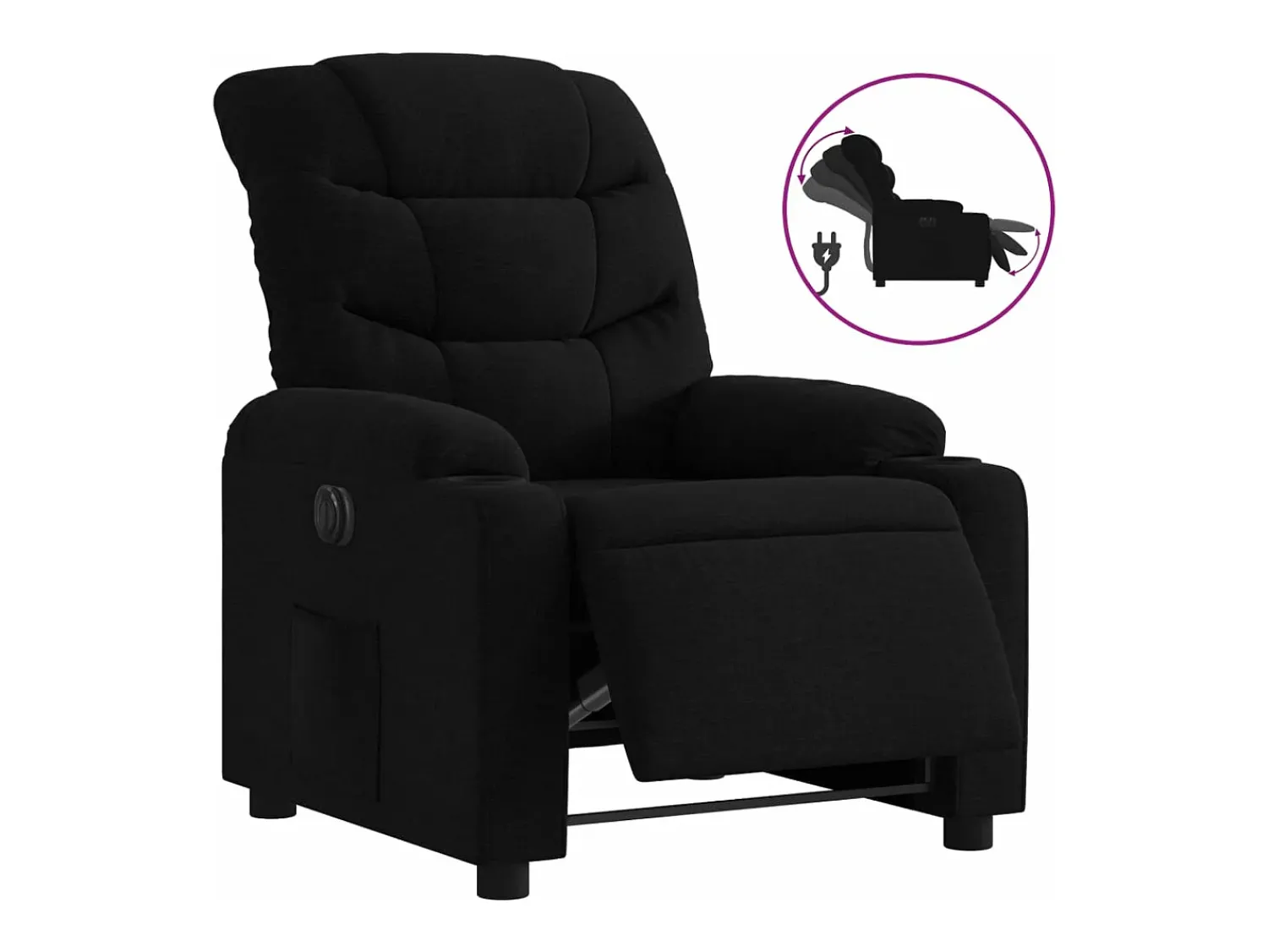 Outlet Poltrona elétrica reclinável tecido PT541819 Preto