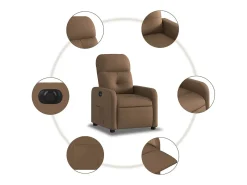 Poltrona elétrica reclinável tecido SHL729279 Castanho