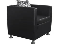 Outlet Poltrona em couro artificial PT251501 Preto