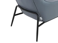 Poltrona*LINEA SOFA Poltrona em couro de búfalo cinza com efeito pespontado DINNIA Cinzento