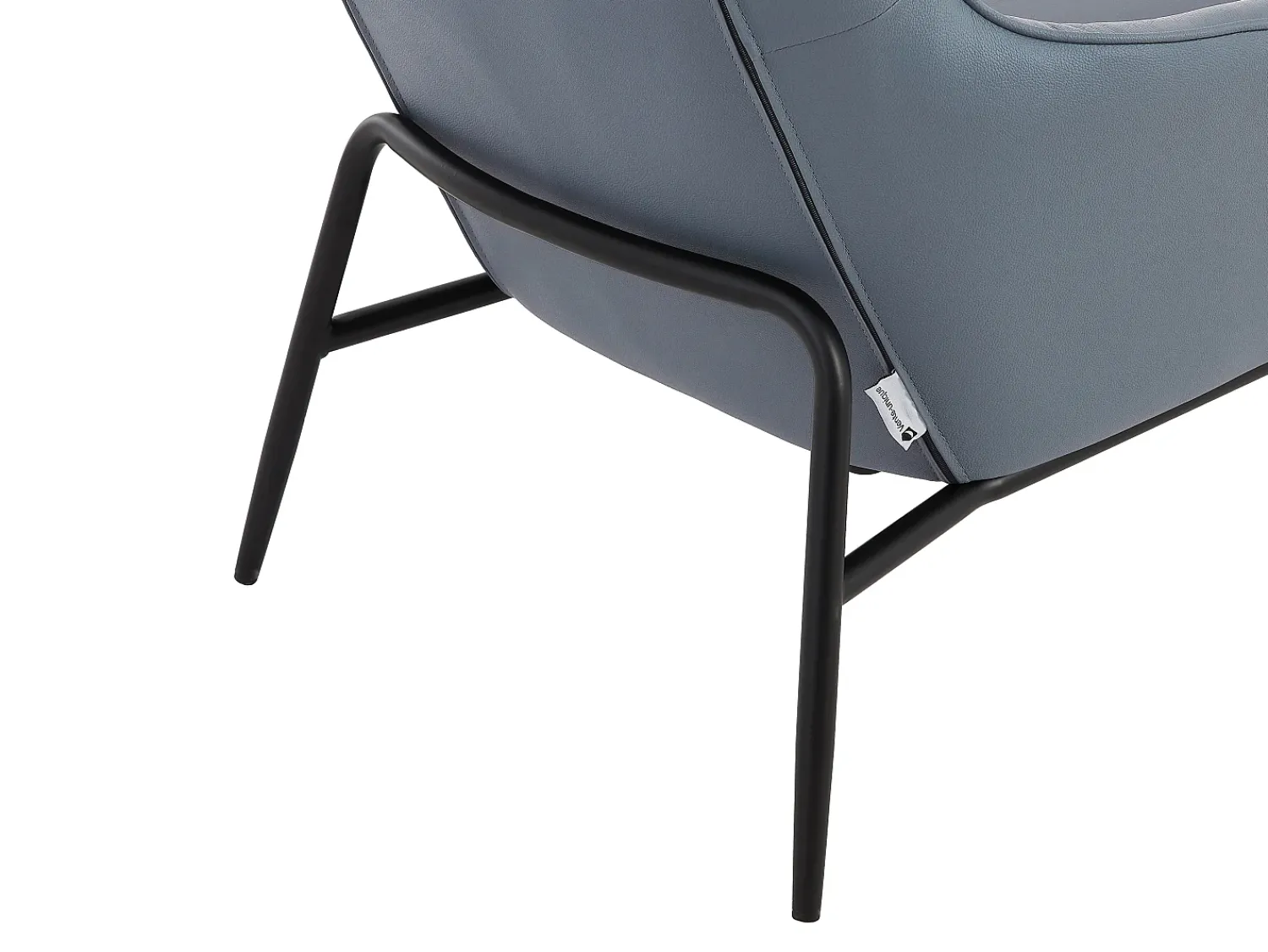 Poltrona*LINEA SOFA Poltrona em couro de búfalo cinza com efeito pespontado DINNIA Cinzento