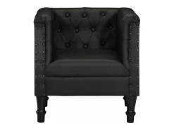 Poltrona*vidaxl Poltrona em couro genuíno Preto
