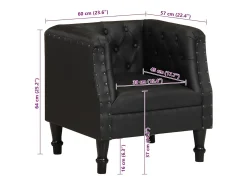 Poltrona*vidaxl Poltrona em couro genuíno Preto