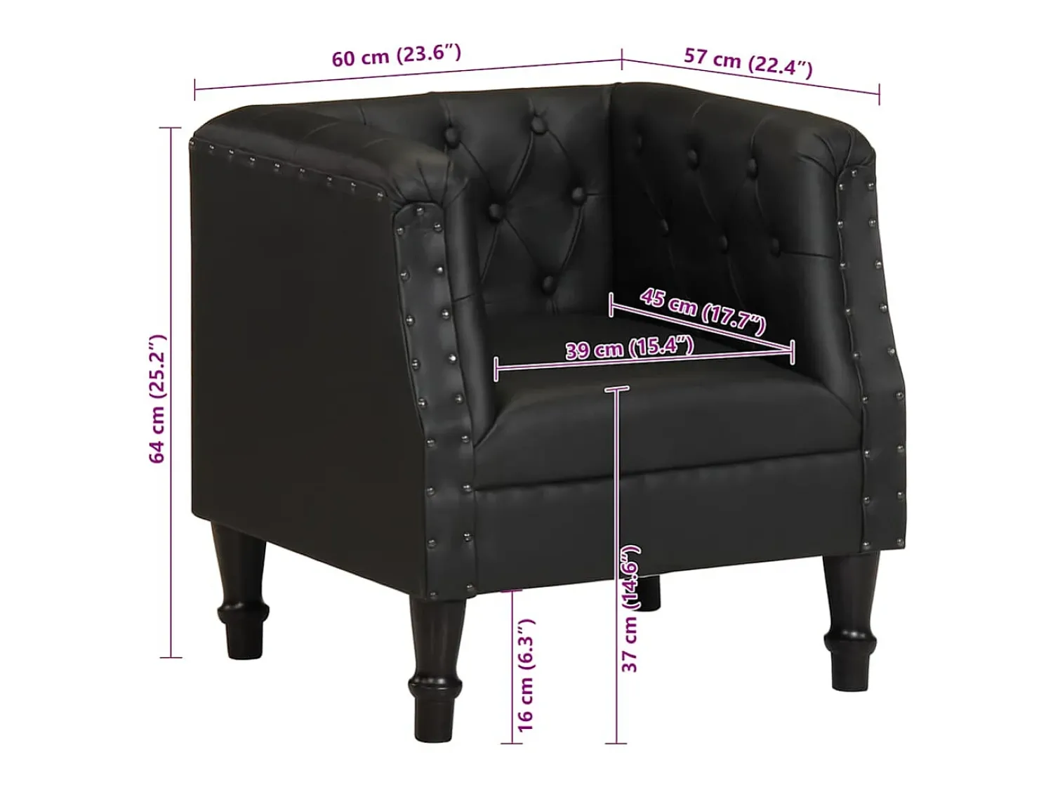 Poltrona*vidaxl Poltrona em couro genuíno Preto