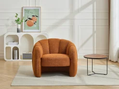 Poltrona*Vente-unique Poltrona em forma de concha em tecido chenille DELIPO Terracota