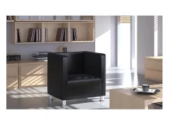 Outlet Poltrona em forma de cubo couro artificial PT393443 Preto