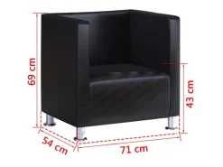 Outlet Poltrona em forma de cubo couro artificial PT393443 Preto