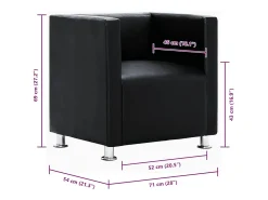 Poltrona|vidaxl Poltrona em forma de cubo couro artificial Preto
