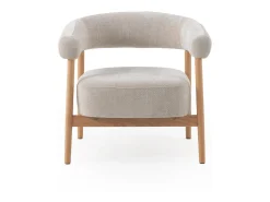 Discount Poltrona em madeira de carvalho natural estofada Branco