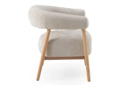 Discount Poltrona em madeira de carvalho natural estofada Branco