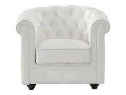 Poltrona|Vente-unique Poltrona em pele de búfalo icónico CHESTERFIELD Branco