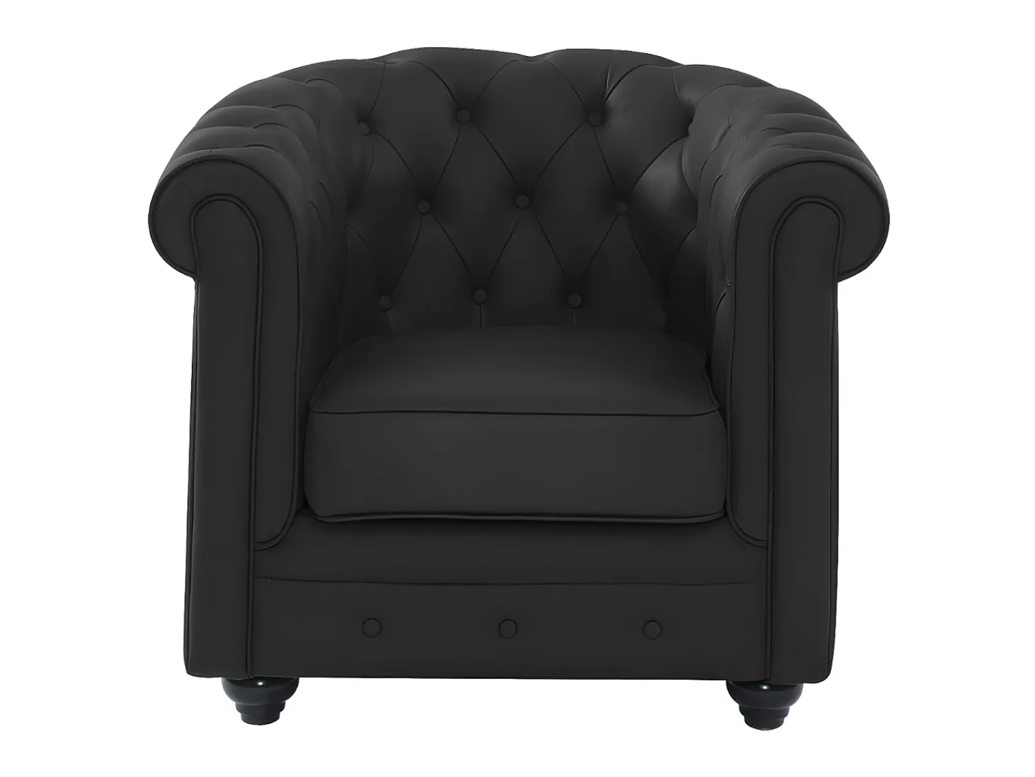 Poltrona|Vente-unique Poltrona em pele de búfalo icónico CHESTERFIELD Preto