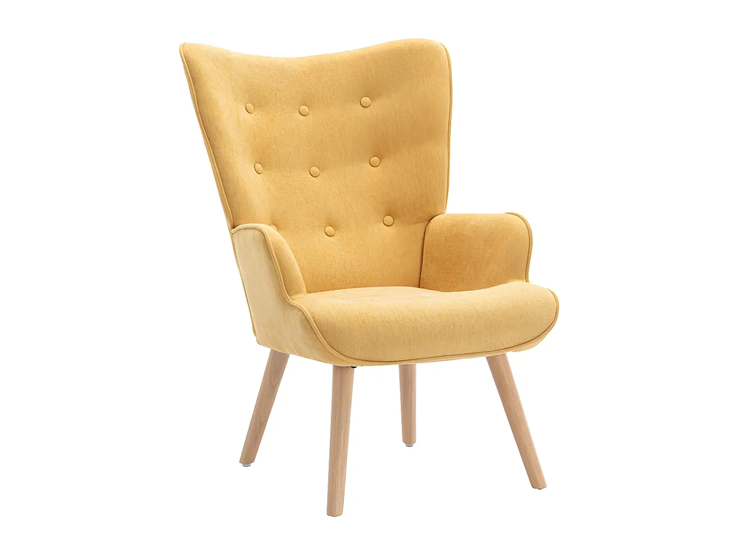 Hot Vente-unique Poltrona em tecido mostarda acolchoado. Estilo escandinavo. VATELY Amarelo