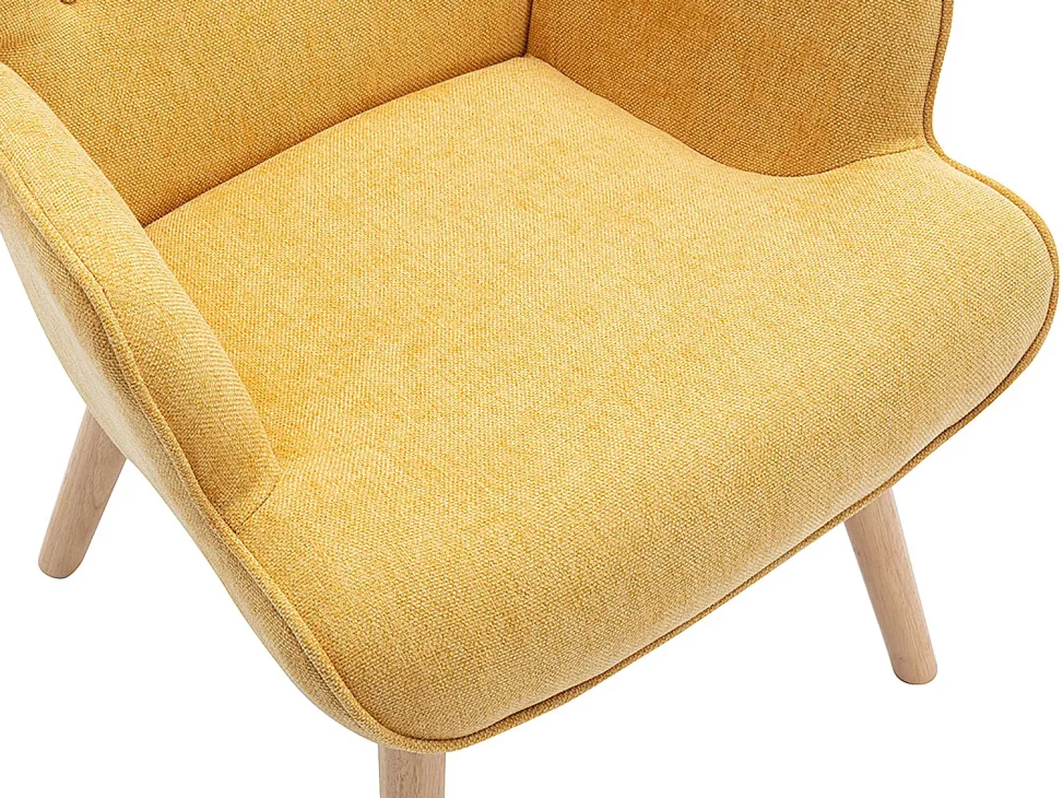 Hot Vente-unique Poltrona em tecido mostarda acolchoado. Estilo escandinavo. VATELY Amarelo