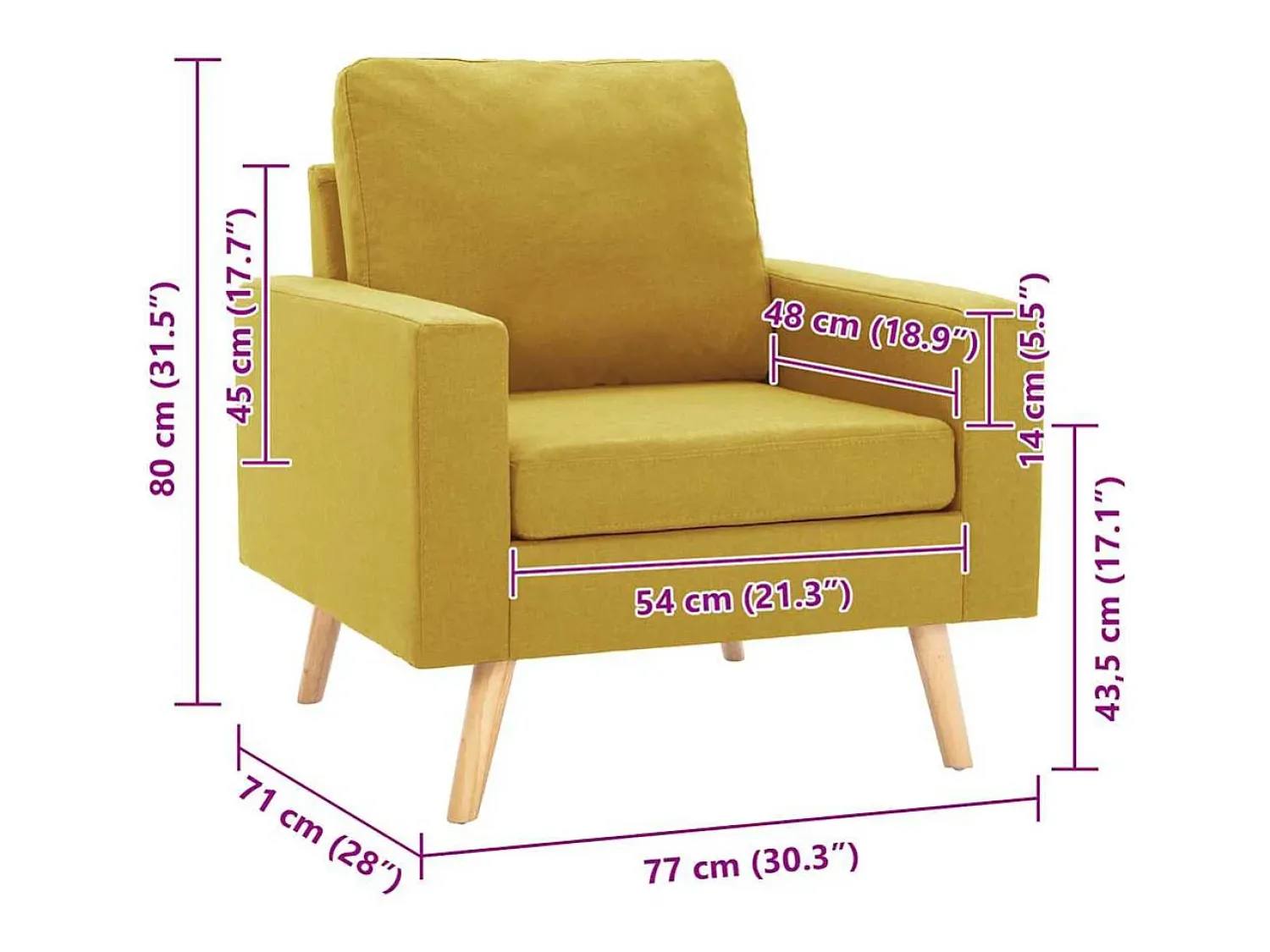 Discount vidaxl Poltrona em tecido Amarelo
