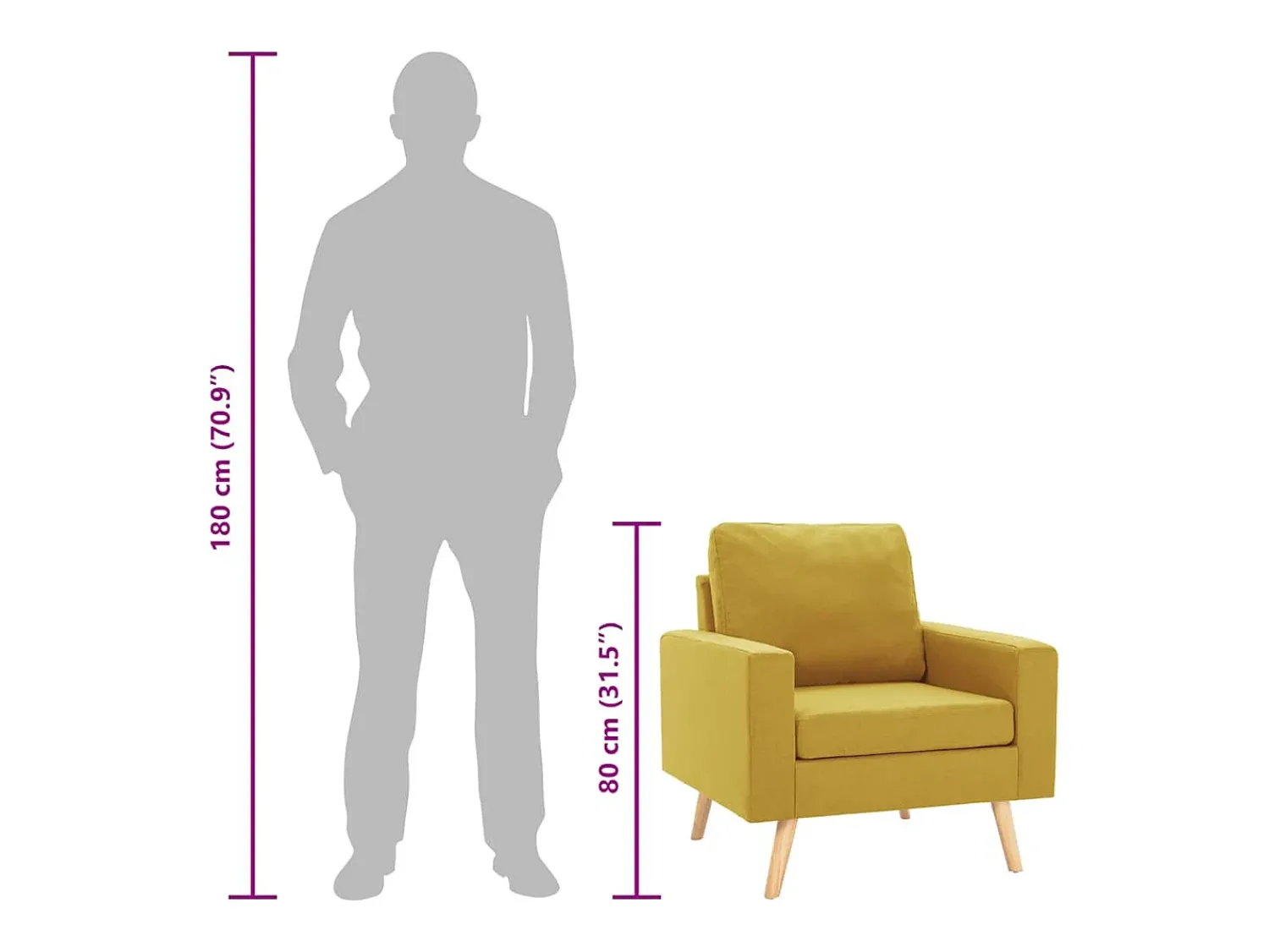 Discount vidaxl Poltrona em tecido Amarelo