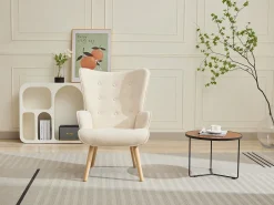 Poltrona|Vente-unique Poltrona em tecido capitonê, estilo escandinavo VATELY Bege