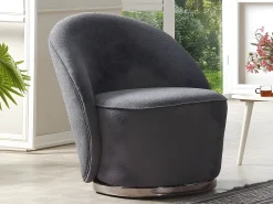 Clearance Vente-unique Poltrona em tecido bouclé antracite. Estilo design. ELFIRA Cinza antracite