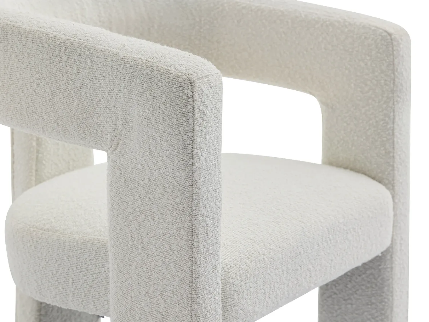 New Vente-unique Poltrona em tecido bouclé cor branca estilo design - FAVINA Branco