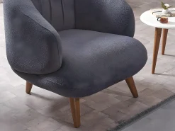 Poltrona*Vente-unique Poltrona em tecido bouclé antracite. Estilo design. JANINA Cinza antracite