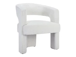 Online Vente-unique Poltrona em tecido bouclé de cor branca - FONTANOVA Branco